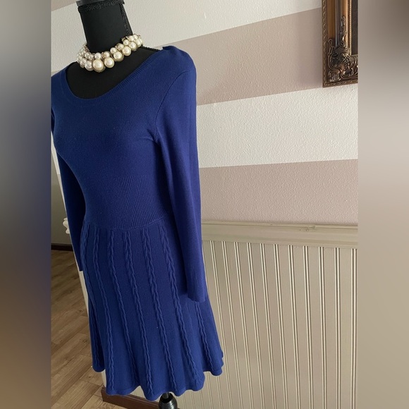 Thakoon Royal Blue 3/4 Sleeve Fit & Flare Knit Dress - Picture 7 of 8